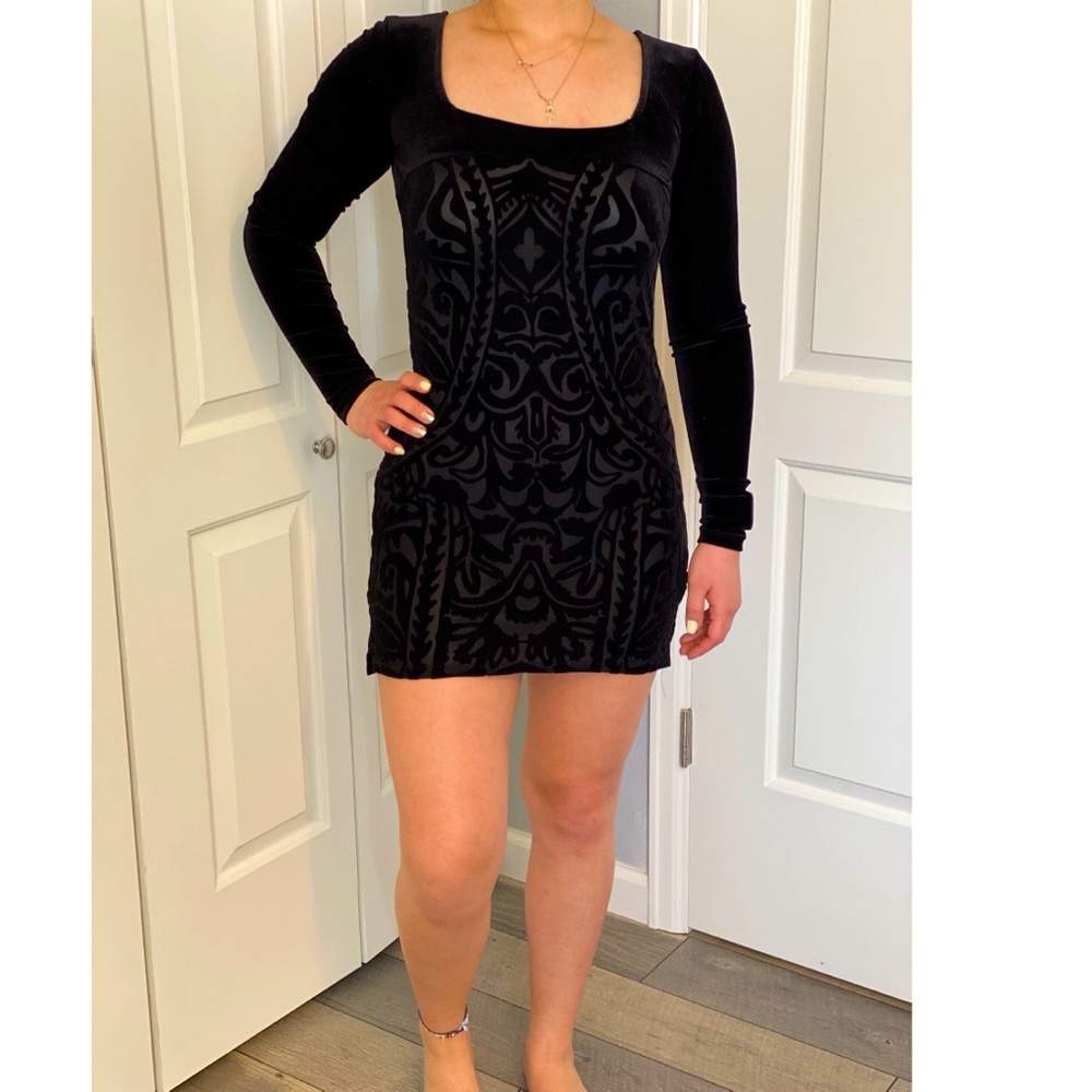 Black long sleeve Free People mini dress